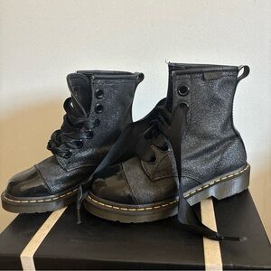 Doc Martens Glitter Ribbon laces Combat Boots with Patent Toe 6